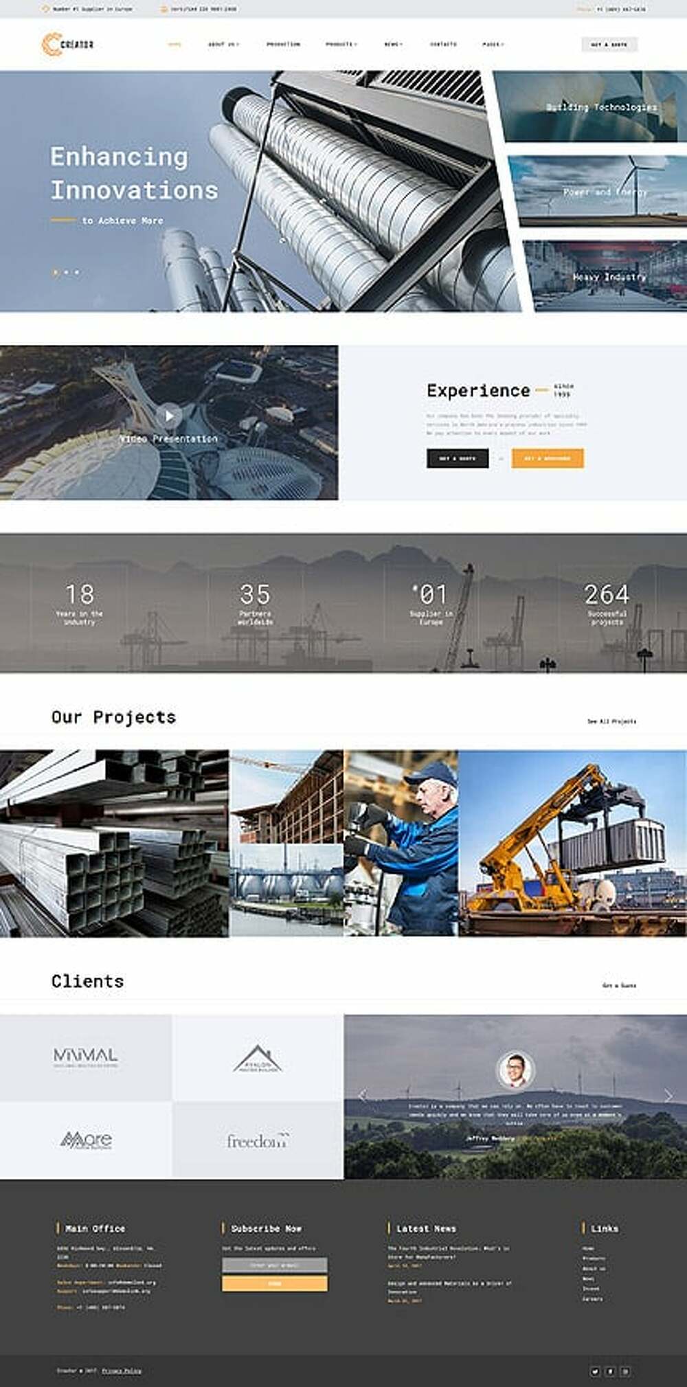 Creator - Metalworking Company Multipage Website Template