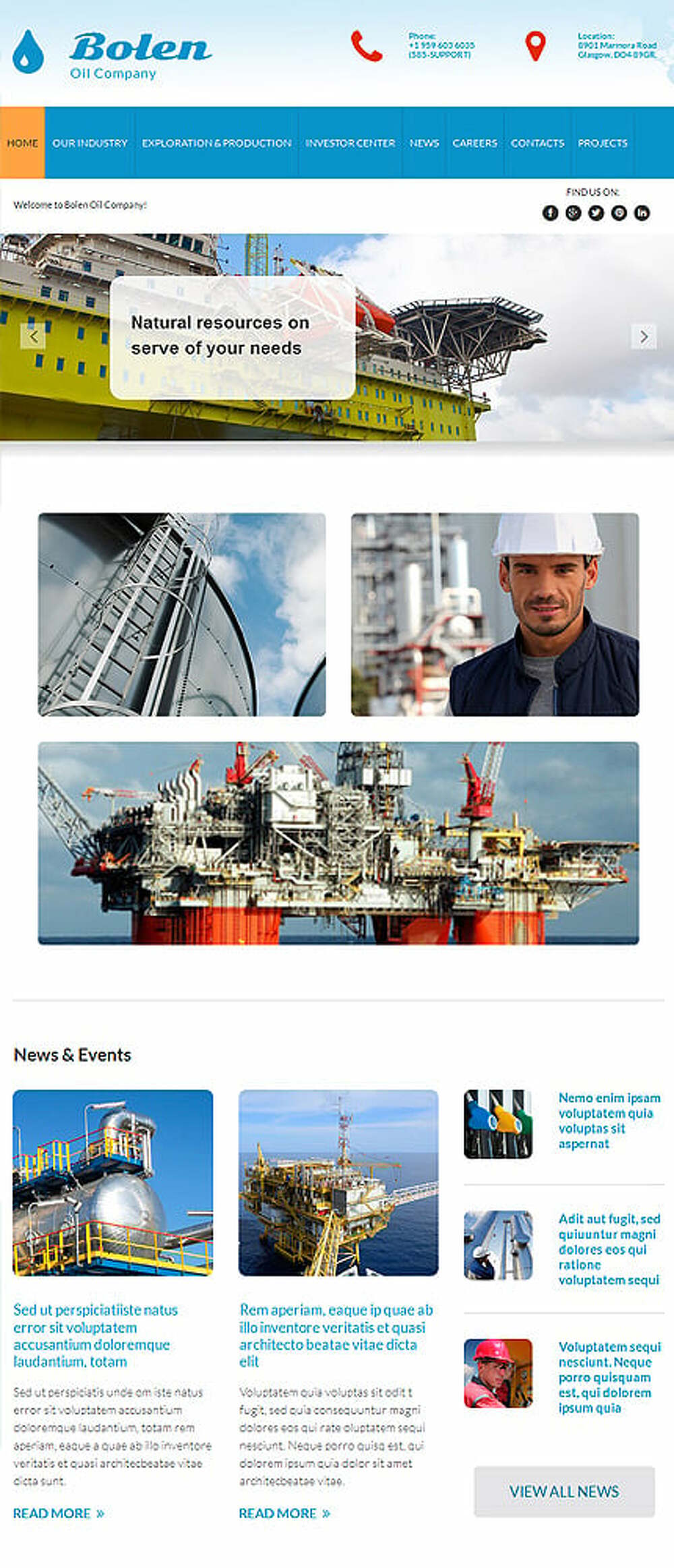 Gas& Oil Responsive Moto CMS 3 Template