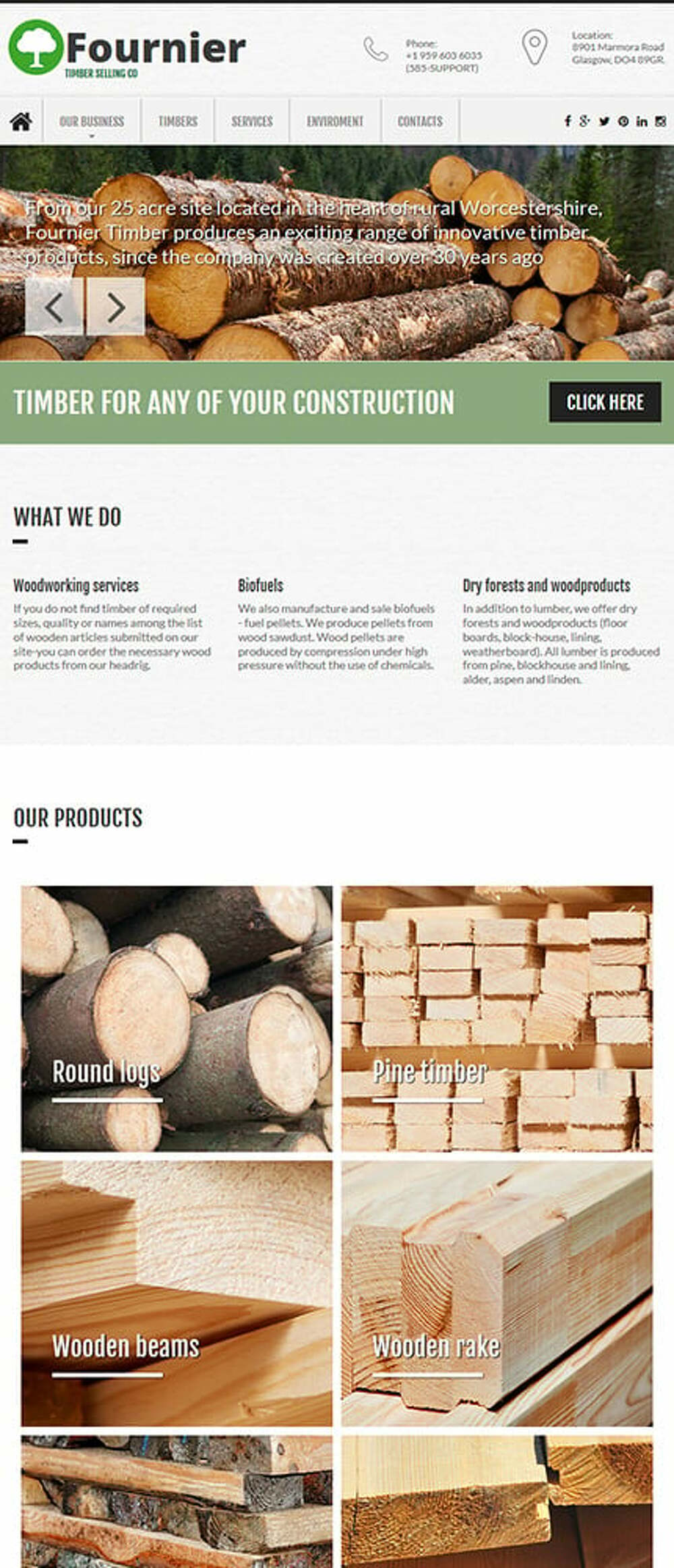 Wood Products Moto CMS 3 Template