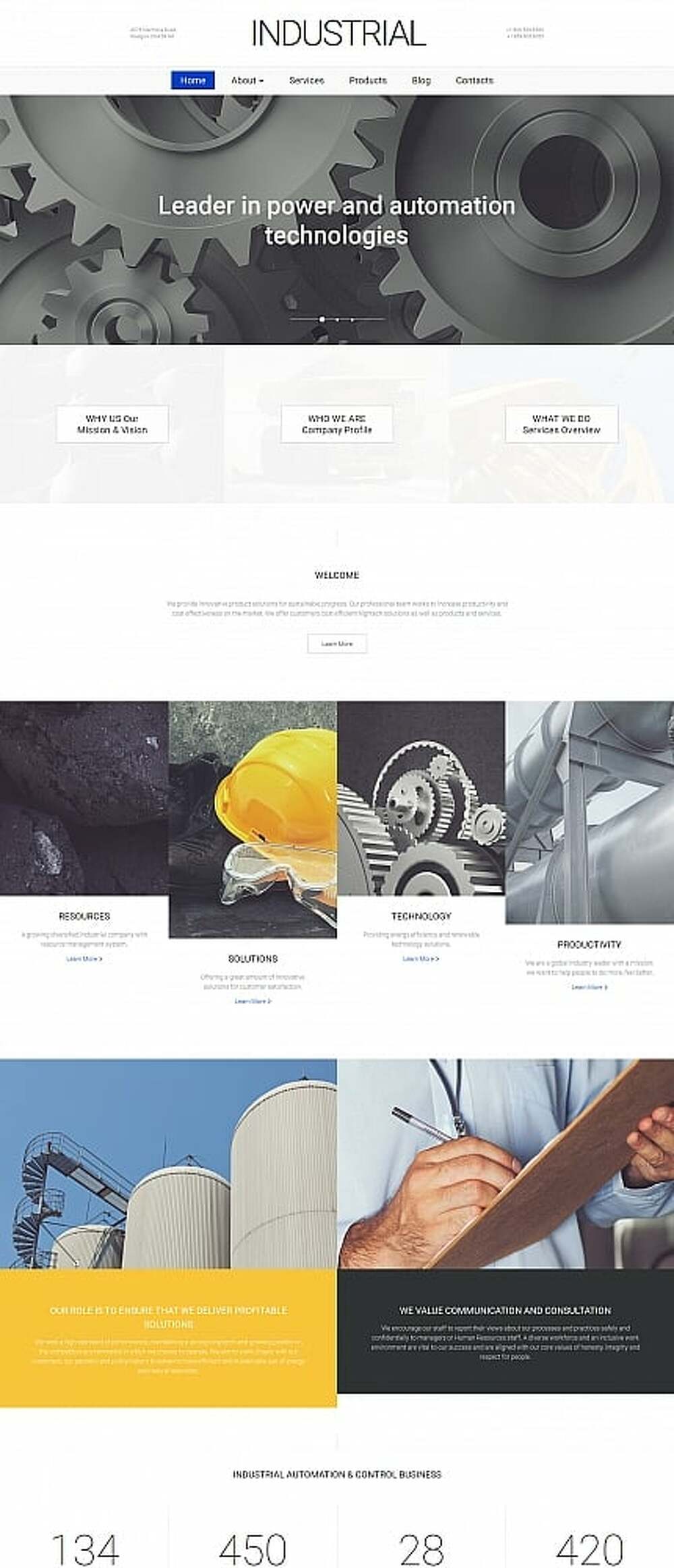 Industrial Manufacturing Moto CMS 3 Template