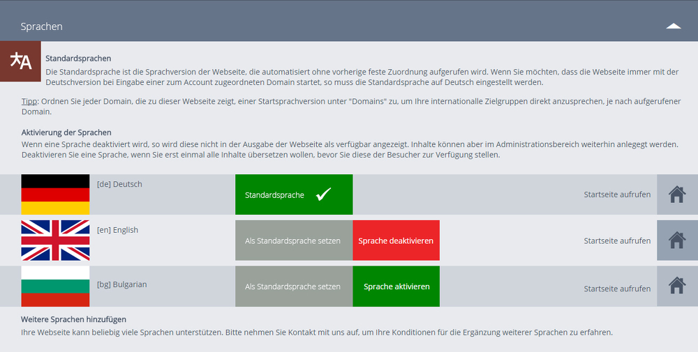 einstellungenSprachen